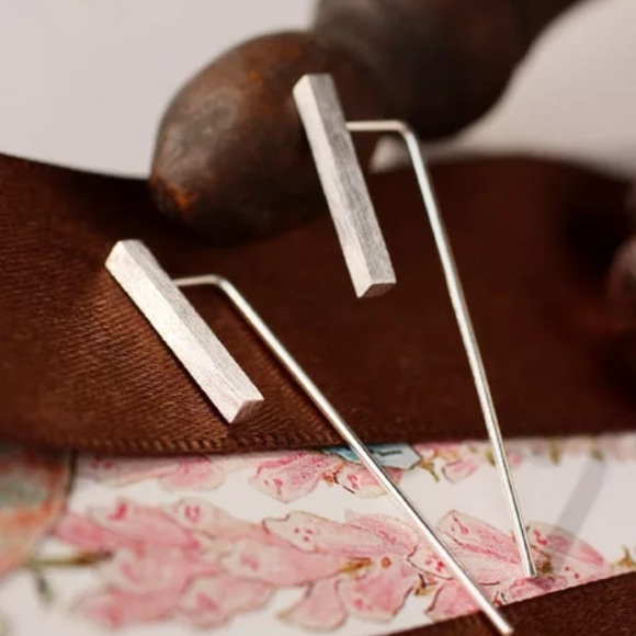 Short Bar Earrings - Picture 3 of 5